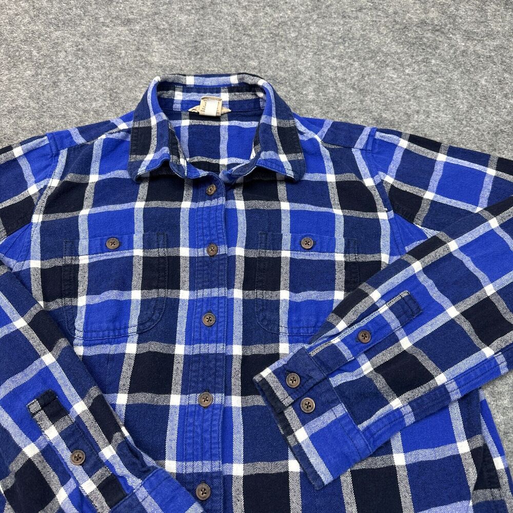 Duluth Trading Flannel Shirt Womens‎ Small Blue Plaid Outdoor Cabincore Hiking